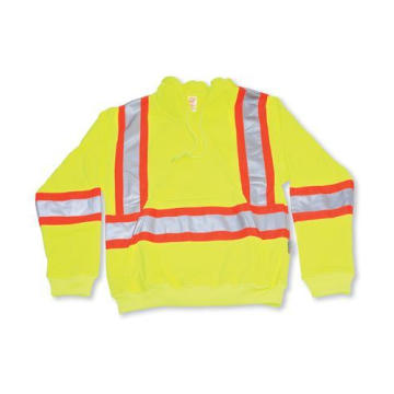 Lime Green 100% Polyester Hoodie with Reflective Tape